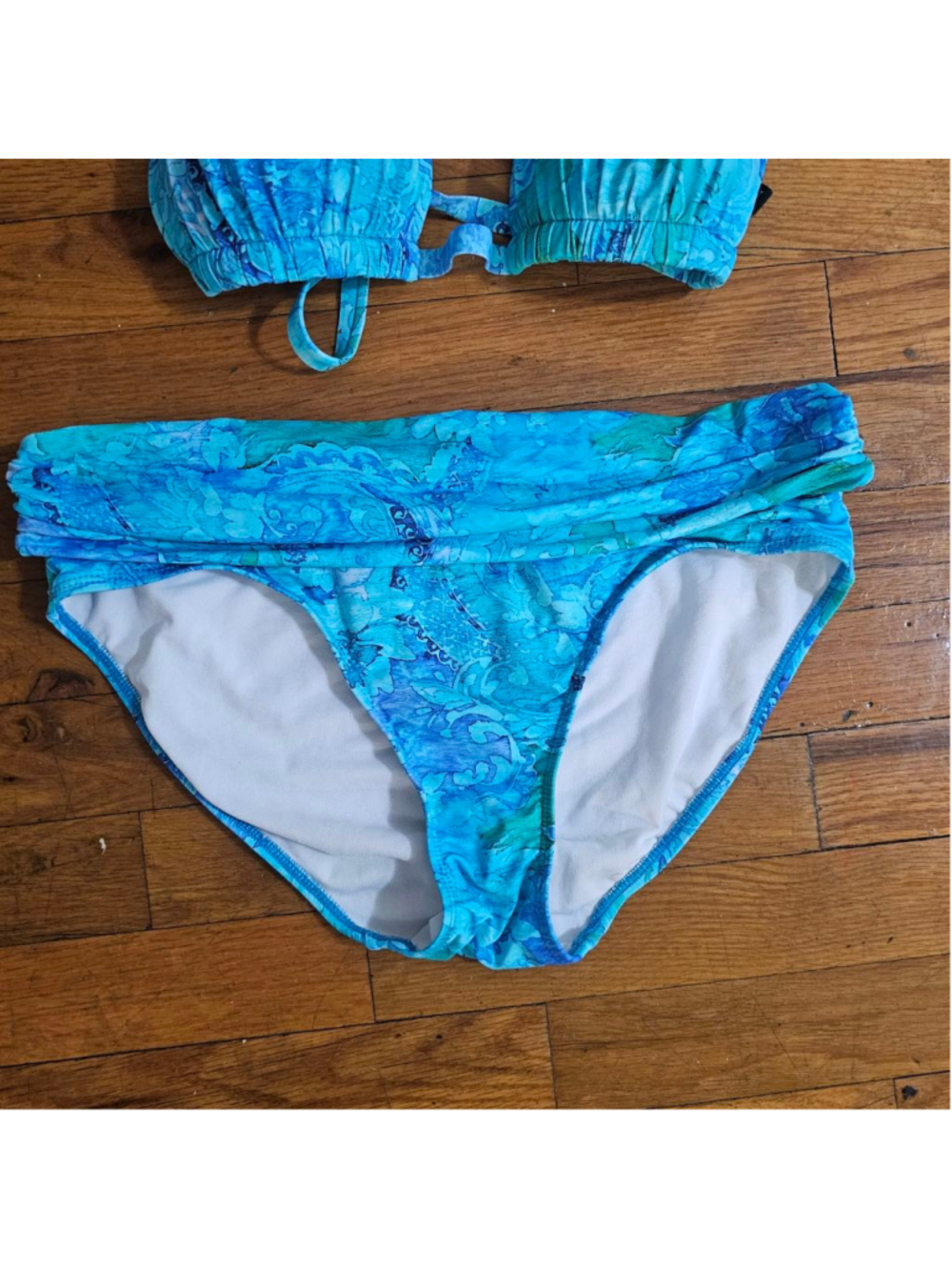 LAUREN Ralph Lauren Blue Teal Bikini Swimsuit Medium Large - Picture 2 of 7